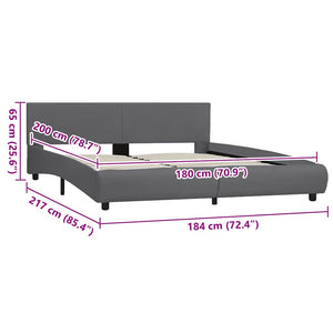 vidaXL Bed Frame with LED Gray Faux Leather 180x200 cm