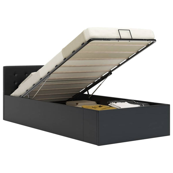vidaXL Hydraulic Storage Bed Black Faux Leather 100x200 cm