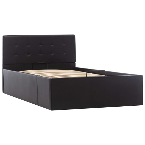 vidaXL Hydraulic Storage Bed Black Faux Leather 100x200 cm