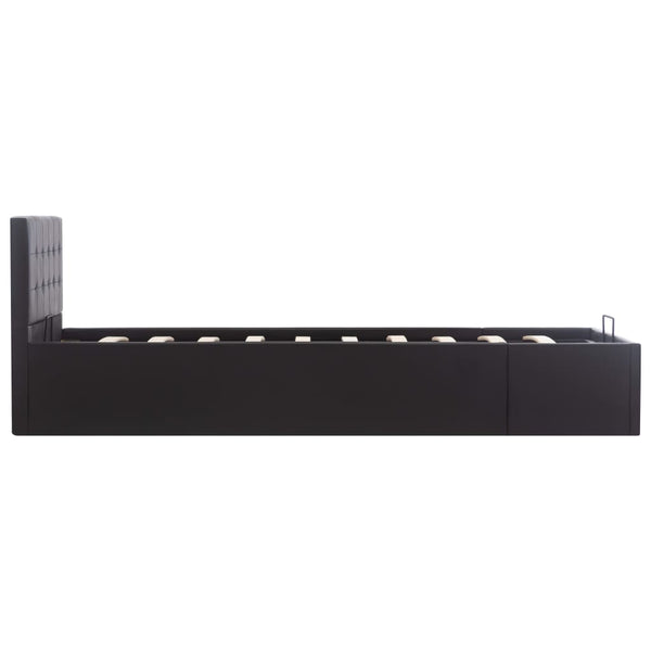 vidaXL Hydraulic Storage Bed Black Faux Leather 100x200 cm
