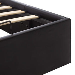 vidaXL Hydraulic Storage Bed Black Faux Leather 100x200 cm