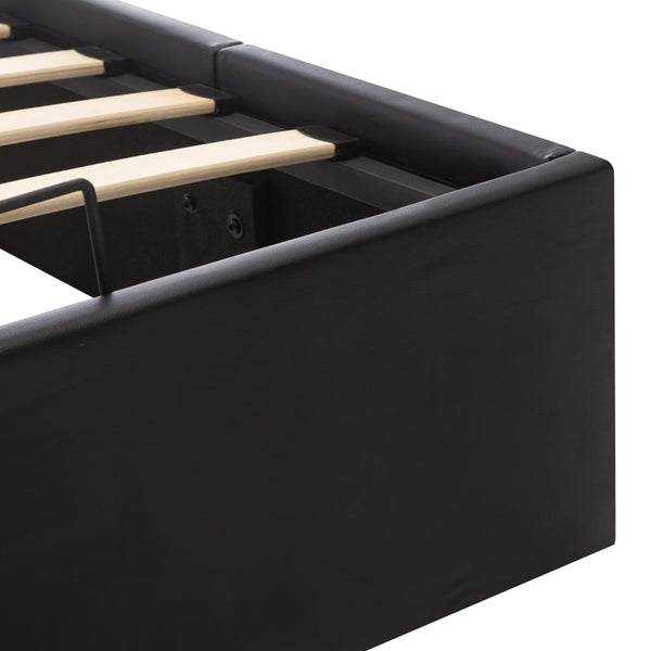 vidaXL Hydraulic Storage Bed Black Faux Leather 100x200 cm