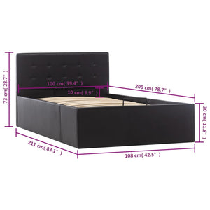 vidaXL Hydraulic Storage Bed Black Faux Leather 100x200 cm