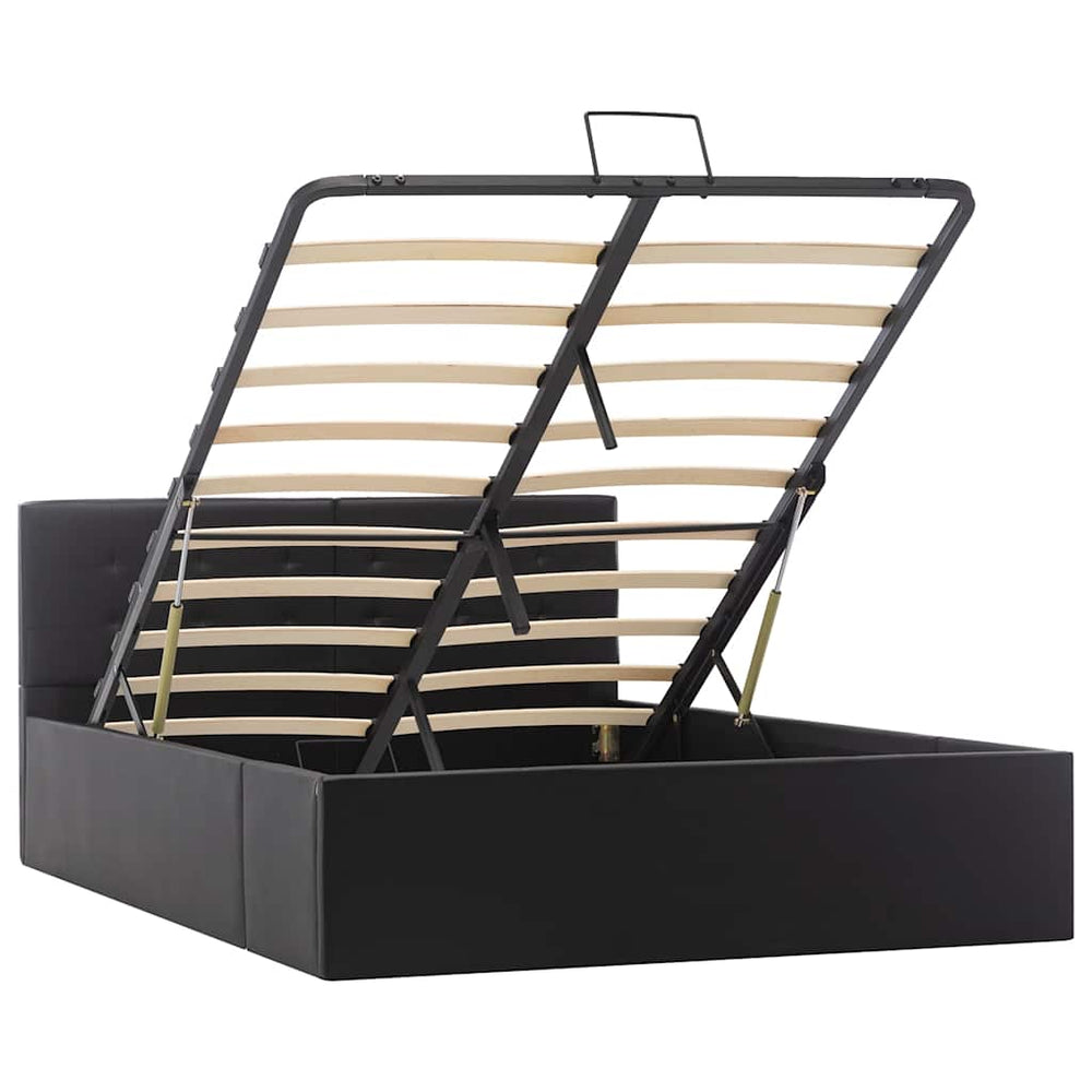 vidaXL Hydraulic Storage Bed Black Faux Leather 120x200 cm