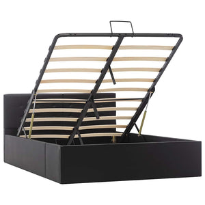 vidaXL Hydraulic Storage Bed Black Faux Leather 120x200 cm