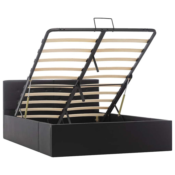 vidaXL Hydraulic Storage Bed Black Faux Leather 120x200 cm
