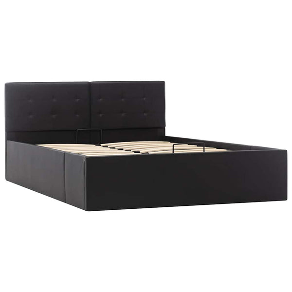 vidaXL Hydraulic Storage Bed Black Faux Leather 120x200 cm