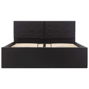 vidaXL Hydraulic Storage Bed Black Faux Leather 120x200 cm