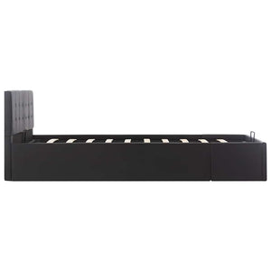 vidaXL Hydraulic Storage Bed Black Faux Leather 120x200 cm