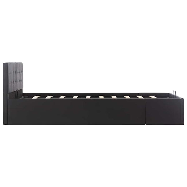 vidaXL Hydraulic Storage Bed Black Faux Leather 120x200 cm