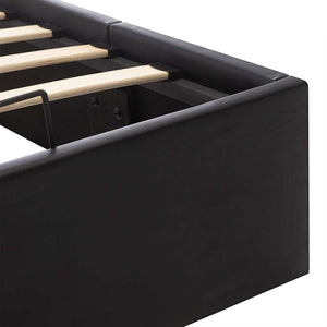 vidaXL Hydraulic Storage Bed Black Faux Leather 120x200 cm