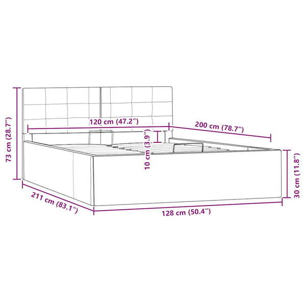 vidaXL Hydraulic Storage Bed Black Faux Leather 120x200 cm