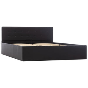 vidaXL Hydraulic Storage Bed Black Faux Leather 140x200 cm