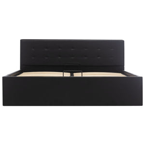 vidaXL Hydraulic Storage Bed Black Faux Leather 140x200 cm