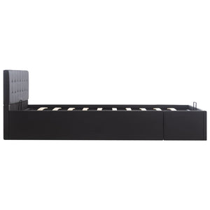 vidaXL Hydraulic Storage Bed Black Faux Leather 140x200 cm