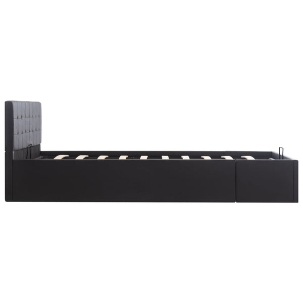vidaXL Hydraulic Storage Bed Black Faux Leather 140x200 cm