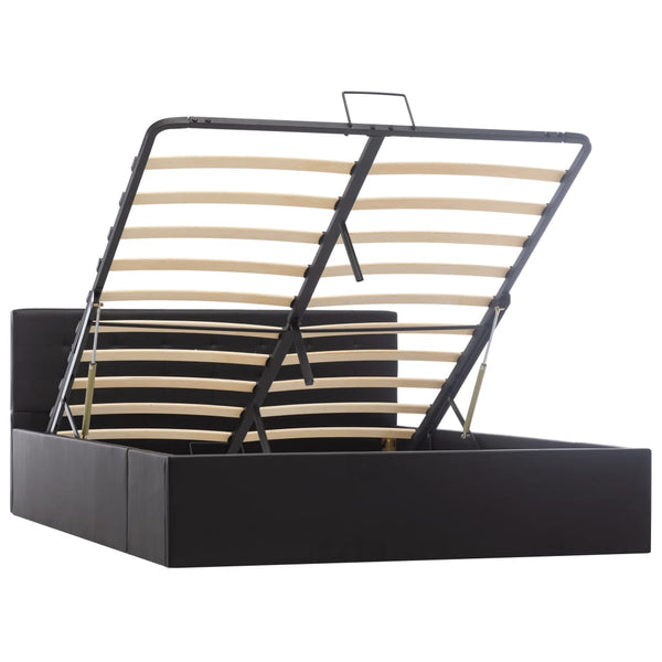 vidaXL Hydraulic Storage Bed Black Faux Leather 140x200 cm