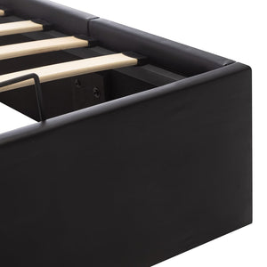 vidaXL Hydraulic Storage Bed Black Faux Leather 140x200 cm