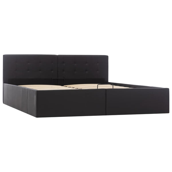 vidaXL Hydraulic Storage Bed Black Faux Leather 160×200 cm