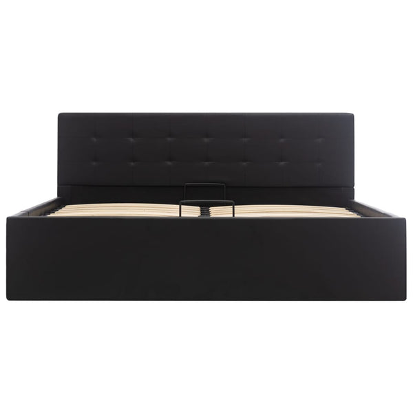 vidaXL Hydraulic Storage Bed Black Faux Leather 160×200 cm