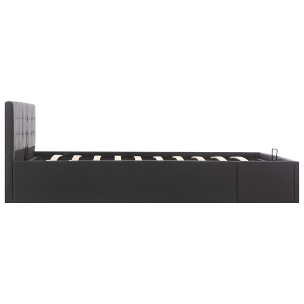 vidaXL Hydraulic Storage Bed Black Faux Leather 160×200 cm