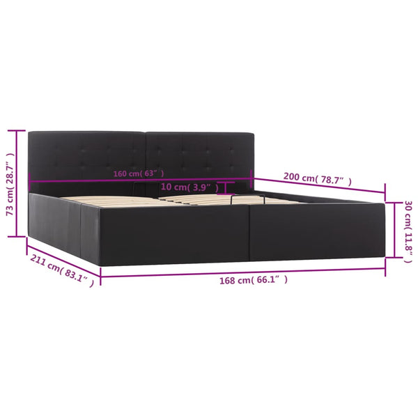 vidaXL Hydraulic Storage Bed Black Faux Leather 160×200 cm