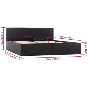 vidaXL Hydraulic Storage Bed Black Faux Leather 160×200 cm