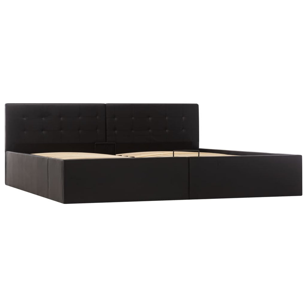 vidaXL Hydraulic Storage Bed Black Faux Leather 180×200 cm
