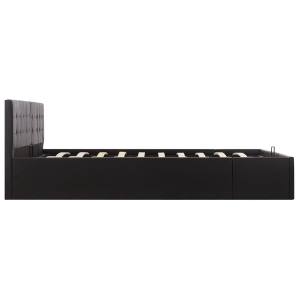 vidaXL Hydraulic Storage Bed Black Faux Leather 180×200 cm