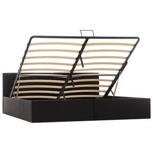 vidaXL Hydraulic Storage Bed Black Faux Leather 180×200 cm