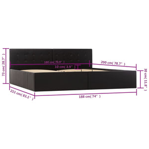 vidaXL Hydraulic Storage Bed Black Faux Leather 180×200 cm