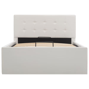 vidaXL Hydraulic Storage Bed White Faux Leather 90x200 cm