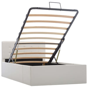 vidaXL Hydraulic Storage Bed White Faux Leather 100x200 cm