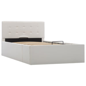 vidaXL Hydraulic Storage Bed White Faux Leather 100x200 cm