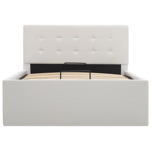 vidaXL Hydraulic Storage Bed White Faux Leather 100x200 cm
