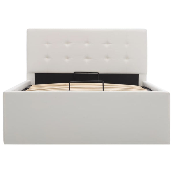 vidaXL Hydraulic Storage Bed White Faux Leather 100x200 cm
