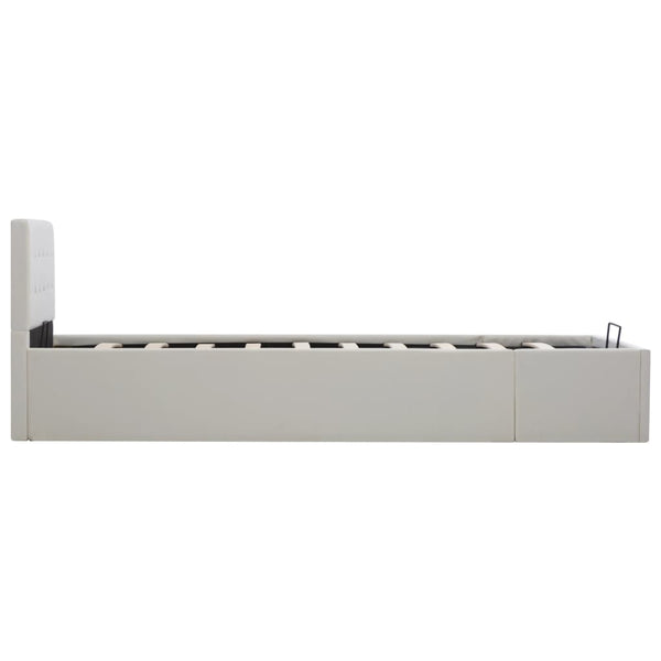 vidaXL Hydraulic Storage Bed White Faux Leather 100x200 cm