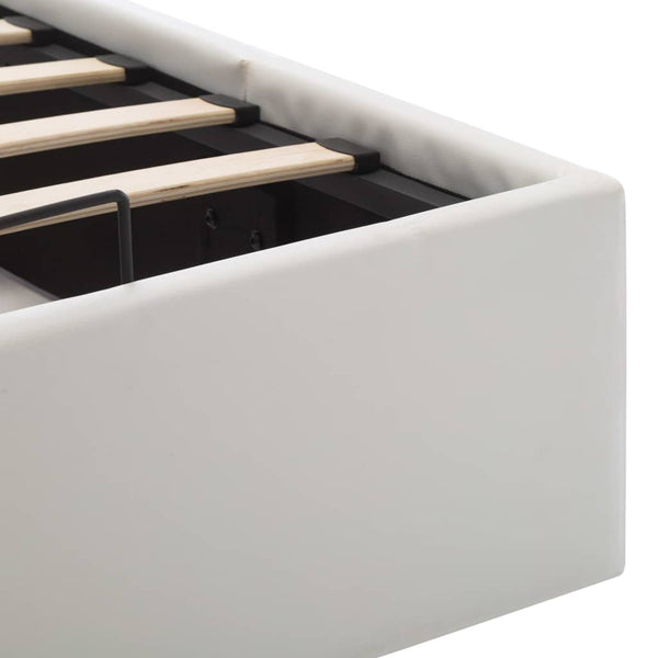 vidaXL Hydraulic Storage Bed White Faux Leather 100x200 cm