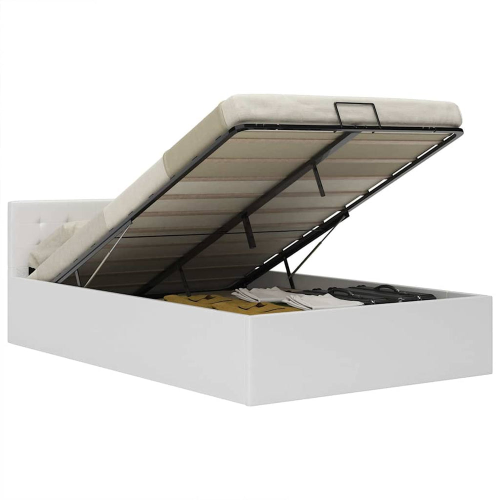 vidaXL Storage Bed Hydraulic White Faux Leather 120x200 cm