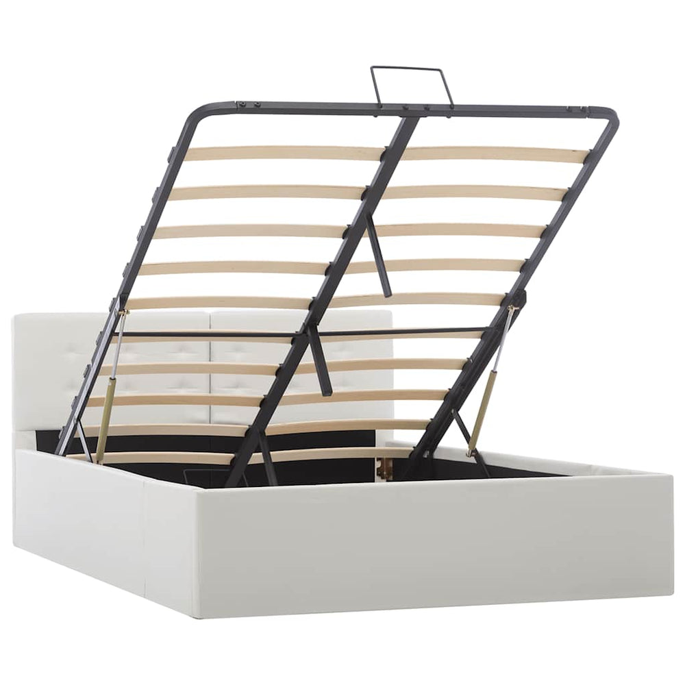 vidaXL Storage Bed Hydraulic White Faux Leather 120x200 cm