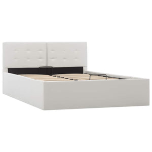 vidaXL Storage Bed Hydraulic White Faux Leather 120x200 cm