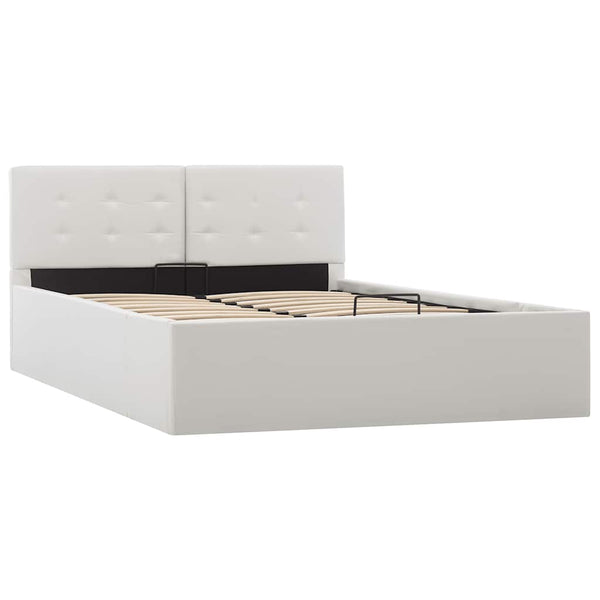 vidaXL Storage Bed Hydraulic White Faux Leather 120x200 cm
