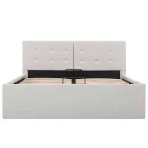 vidaXL Storage Bed Hydraulic White Faux Leather 120x200 cm