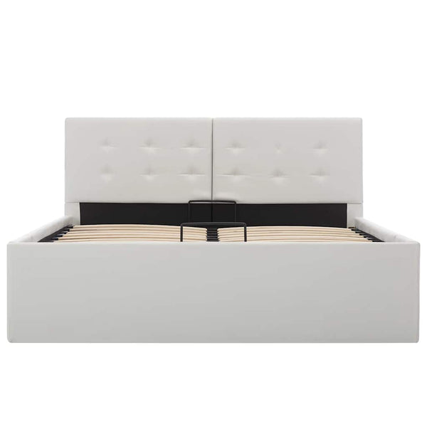 vidaXL Storage Bed Hydraulic White Faux Leather 120x200 cm