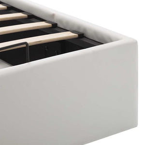 vidaXL Storage Bed Hydraulic White Faux Leather 120x200 cm