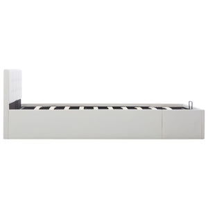 vidaXL Hydraulic Storage Bed White Faux Leather 140x200 cm
