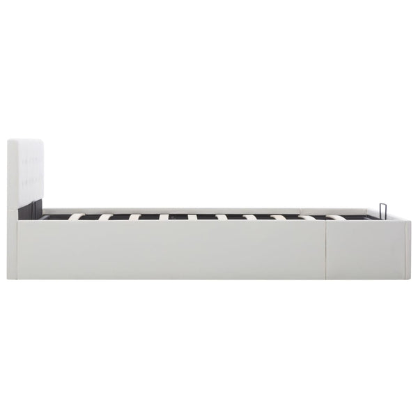 vidaXL Hydraulic Storage Bed White Faux Leather 140x200 cm