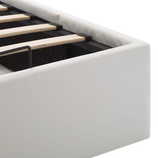 vidaXL Hydraulic Storage Bed White Faux Leather 140x200 cm