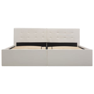 vidaXL Storage Bed with Hydraulic Lift White Faux Leather 160x200 cm
