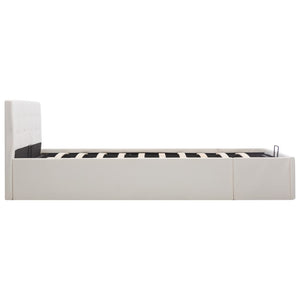 vidaXL Storage Bed with Hydraulic Lift White Faux Leather 160x200 cm